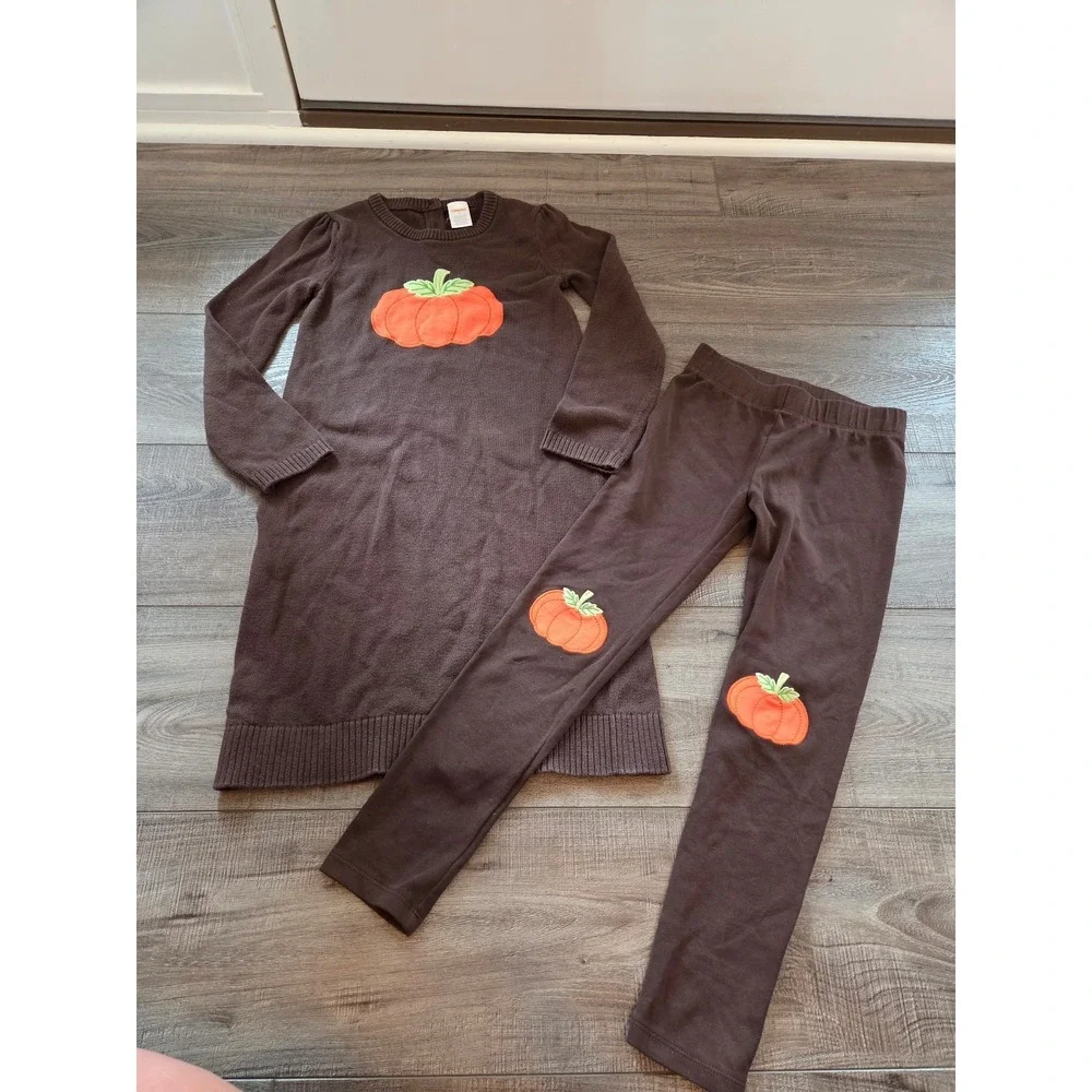 Gymboree girls dress/leggings‎ pumpkin lot size 7